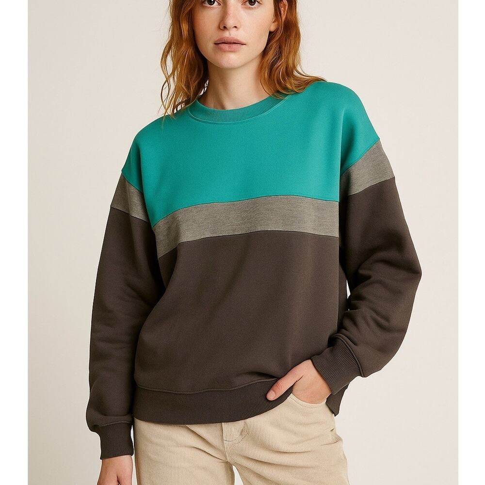 Women’s XXL Colorblock Tunic Sweatshirt Soft Cozy Pullover with Pockets